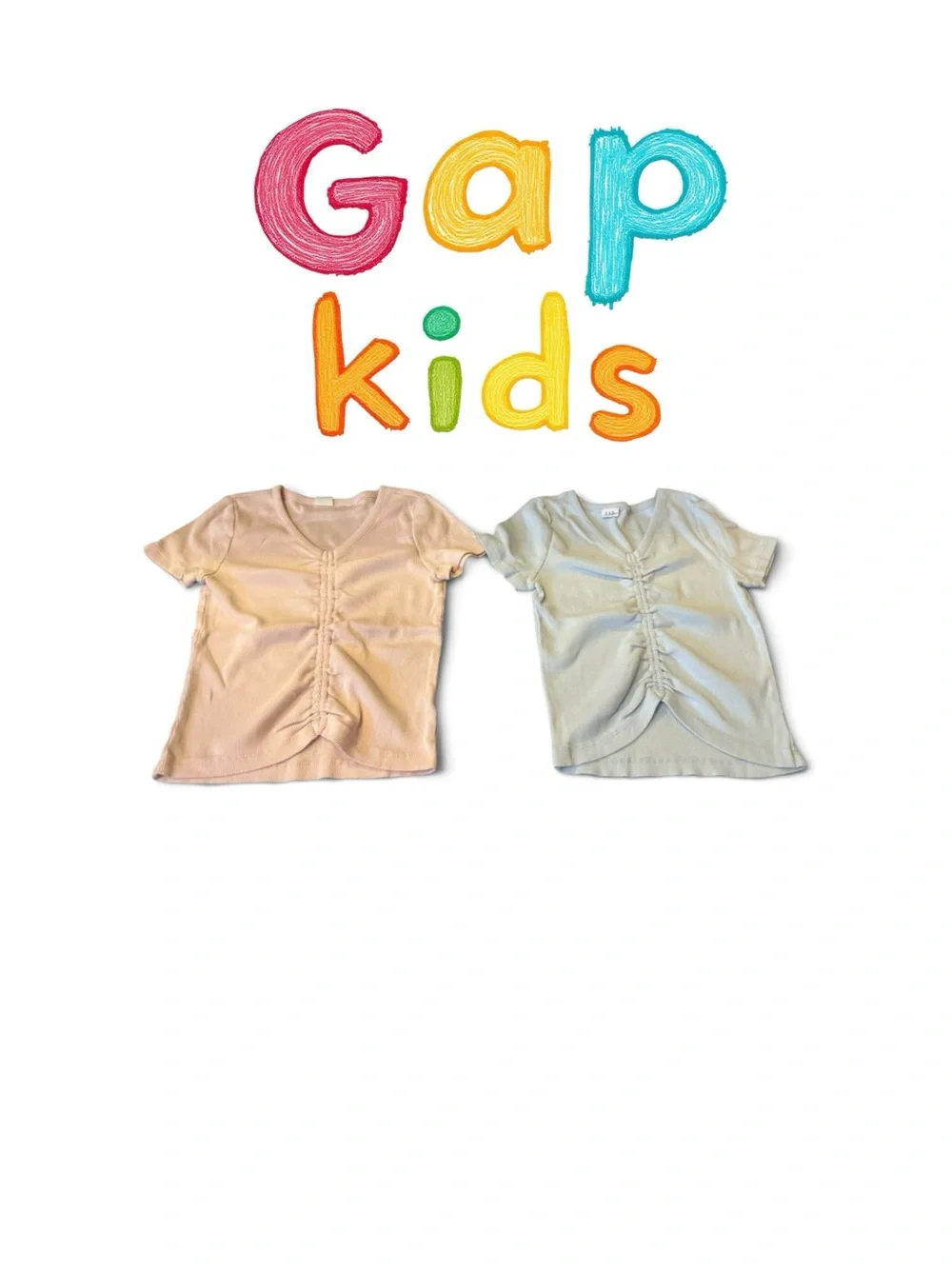 GAP Kids Short Sleeve Ruched Front Tops - Pink and Light blue size 12